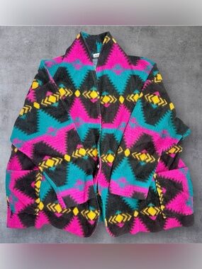 Vintage 80s Loomwear Southwestern Light Fleece Jacket Blazer